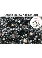 Catwalk Black & Grey Deluxe Glass Bead Mix + FREE Bonus Metal Beads ~ 400+ Beads Including Pearls,Rare Lampwork, Seed + More